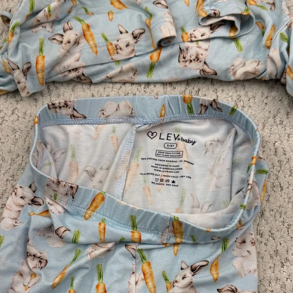 Bamboo Blue Bunny Print Kids Pajamas - Picture 4 of 4